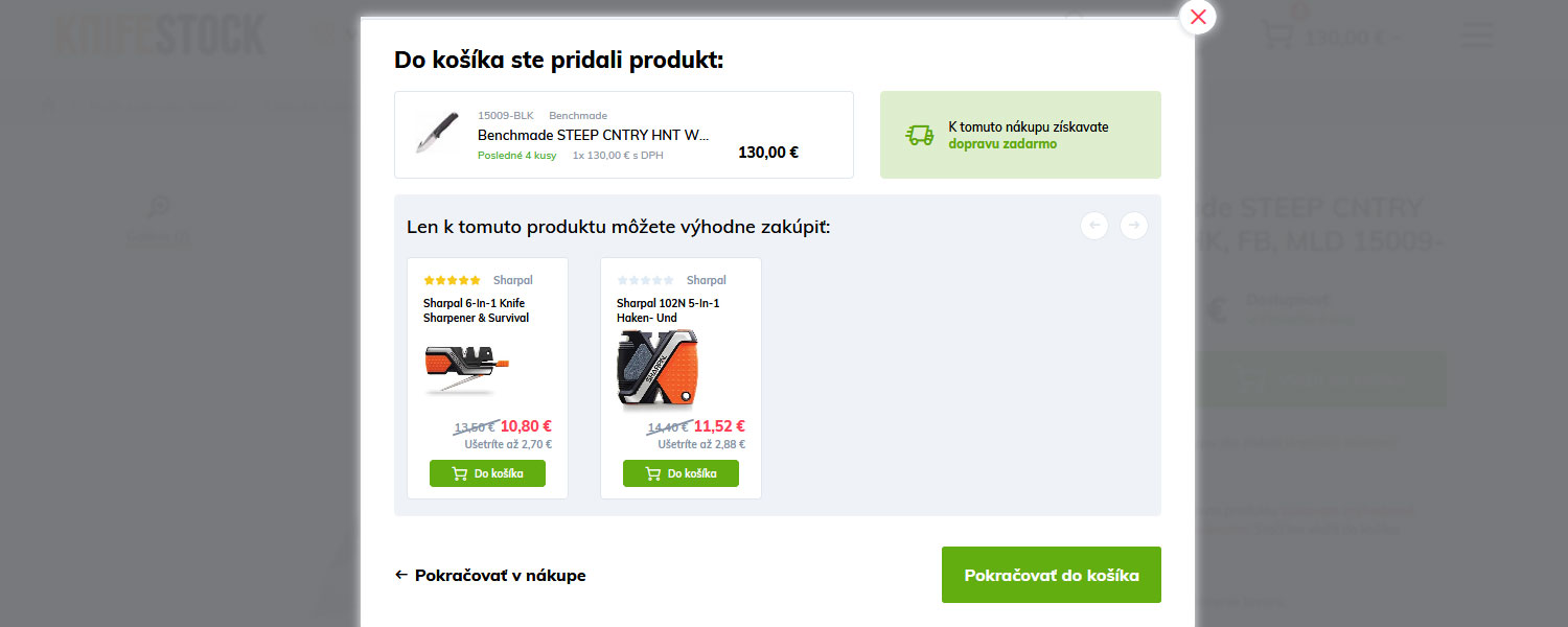 navod ako nakupovat na knifestock.sk - produkt kombinacie
